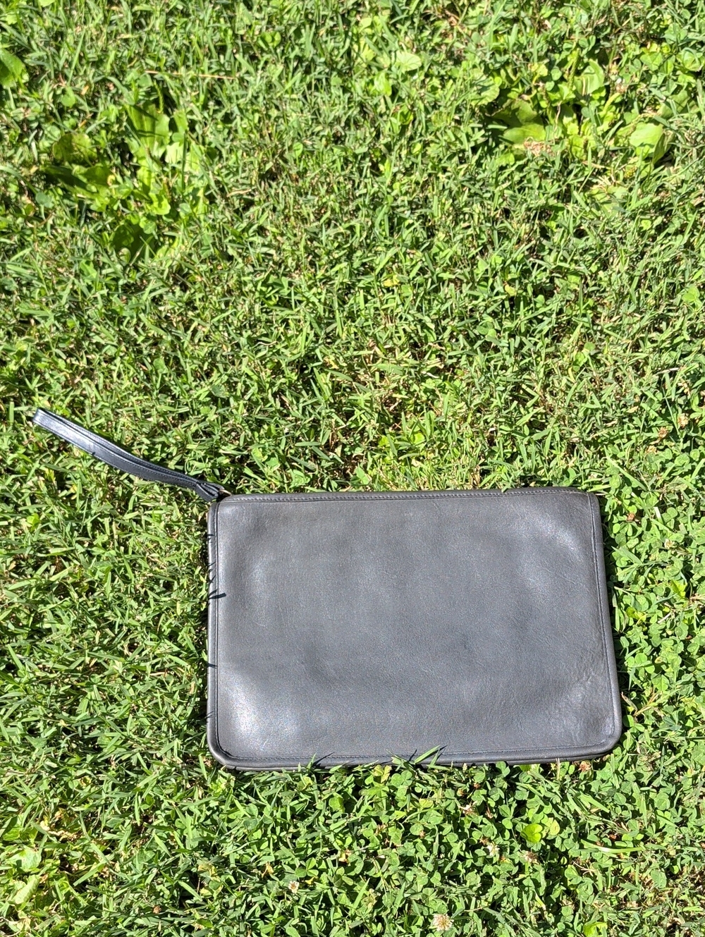 Vintage NYC Navy Large Slim Clutch Wristlet / Document case